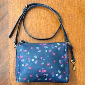 Fossil Navy Multicolor Dot Crossbody Bag